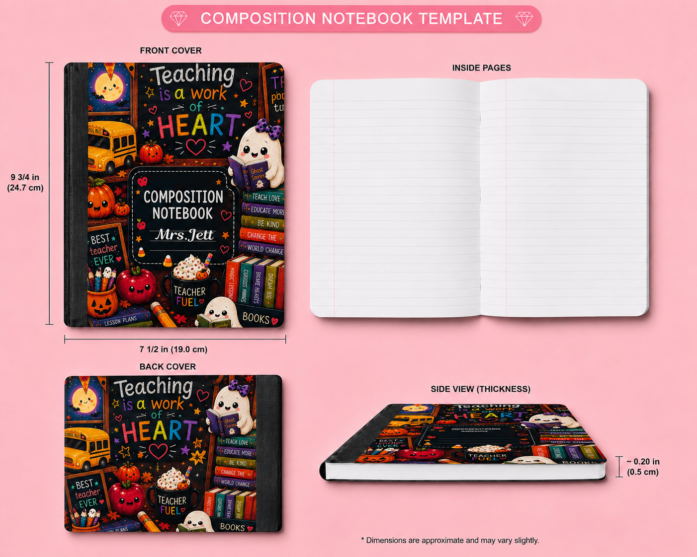 Personalized Halloween Teacher Composition Notebook | Custom Teacher Gift | Spooky Classroom Notebook | Fall School Journal | Teacher Appreciation