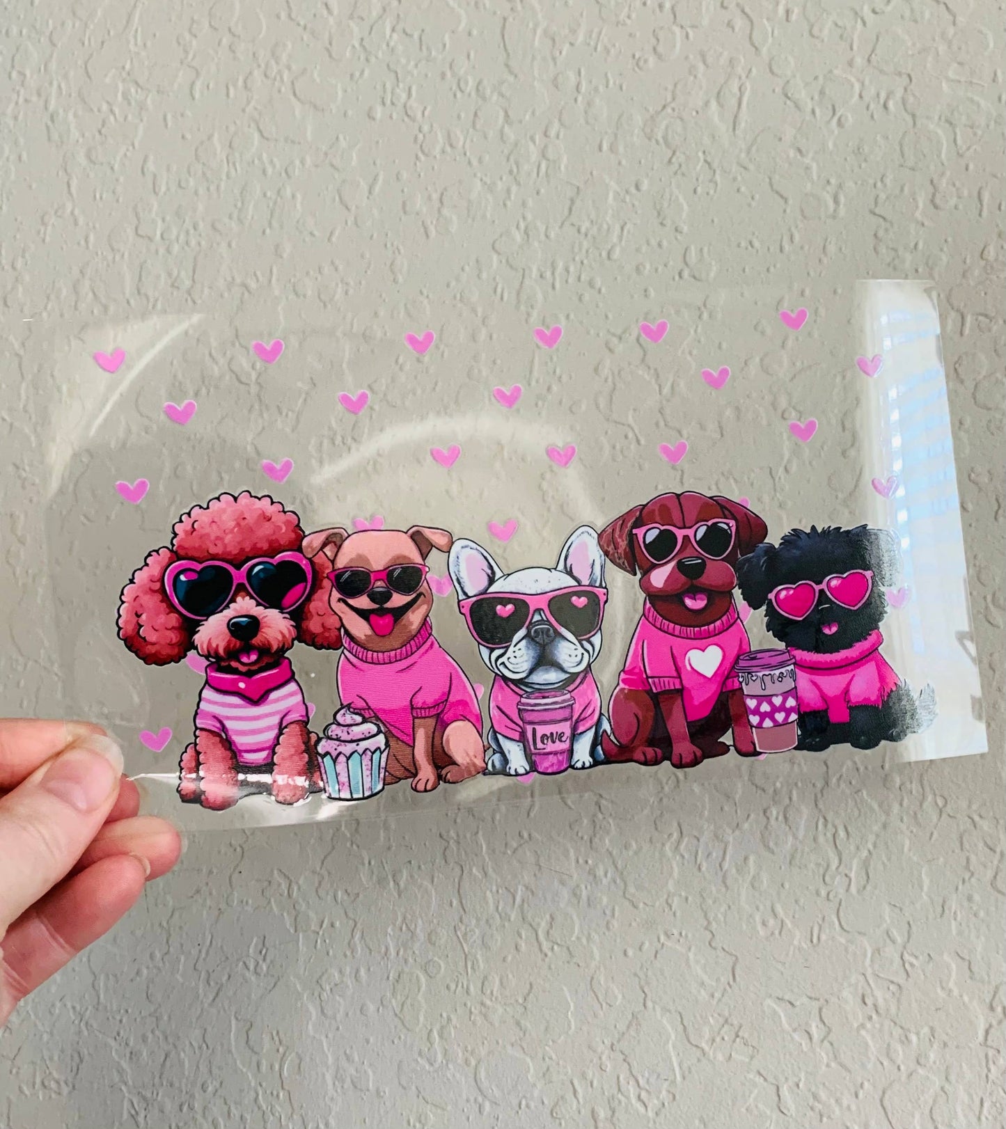 Puppies in Pink Glass Can