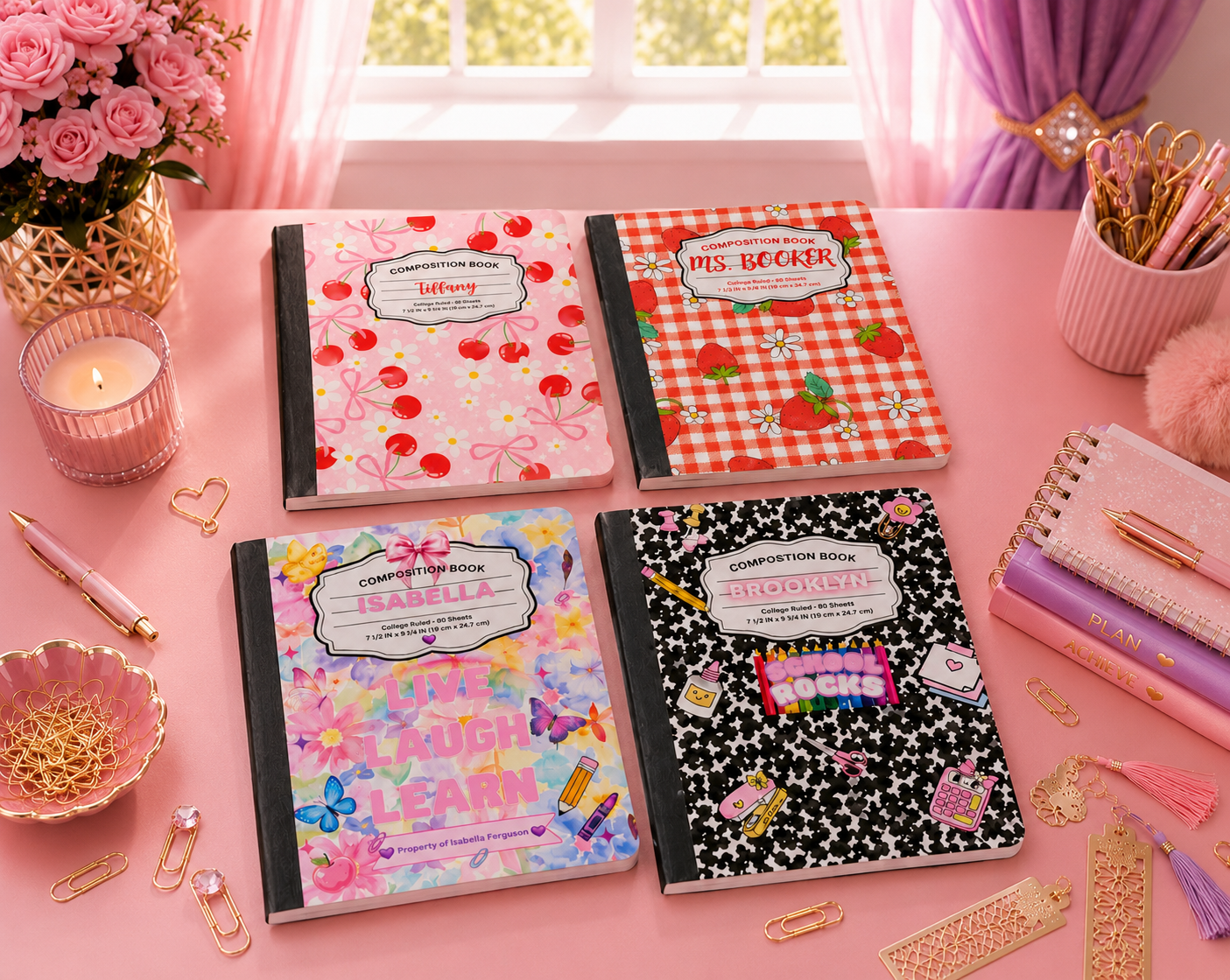 Personalized Composition Notebook Bundle | Custom Student Journals | Back to School Supplies | Teacher Gifts | Custom Name Notebook