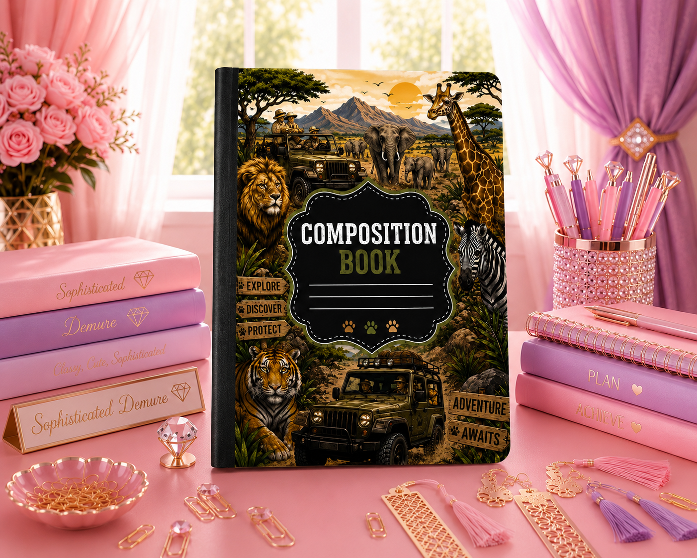 Safari Composition Notebook | Jungle Wildlife Journal | Animal Lover Notebook | Safari Adventure Journal | Back to School Notebook | Gift for children & Teens