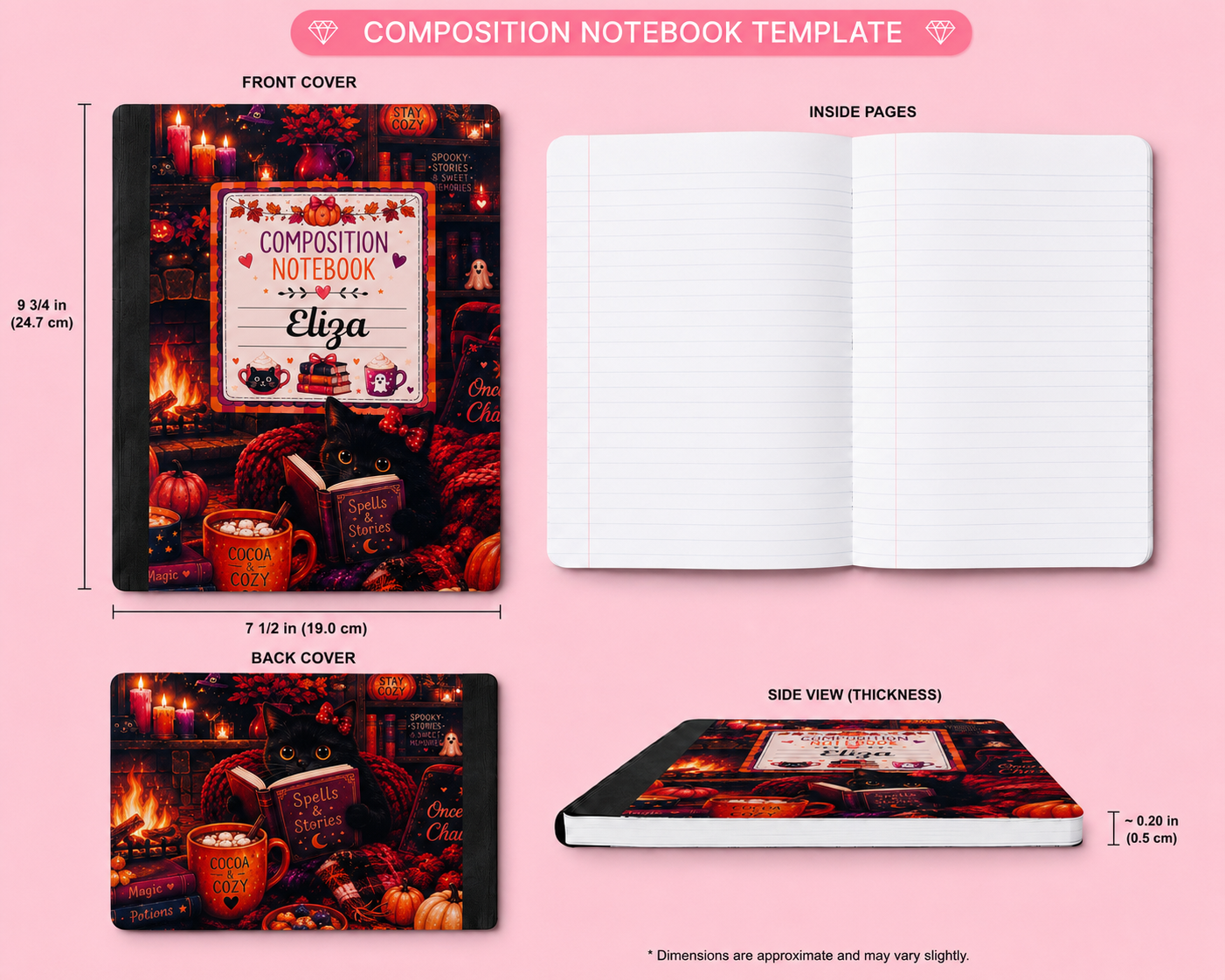 Personalized Cozy Halloween Composition Notebook 🎃